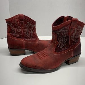 Ariat Billie Unbridled Women's Red Leather Side Zip Western Boots Women's 10